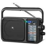 YOWGULF AM FM Radyo, En İyi Alıcı, Bluetooth Taşınabilir AM FM Transistör Radyo, Pille Çalışan Radyo veya AC Gücü, Büyük Kadran, Kulaklık Jakı, Yaşlılar için Hediyeler