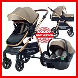 Yoyko Luxury I-Size Travel Sistem Bebek Arabası 3 In 1 Coffee Rose - Kahverengi - Gold