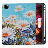 YOYOYX iPad Pro 12,9 inç (6., 5., 4. ve 3. Nesil) için Kılıf, İnce PU Deri Katlanır Kılıf Stant TPU Koruyucu Kılıf Dahili Apple Kalem Tutuculu - Otomatik Uyanma/Uyku, Papatya