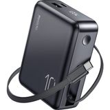 YP70 Dijital Göstergeli 10.000 Mah 3in1 22.5W Pd Hızlı Şarj Powerbank Uzayabilen Çekilebilen Otomatik Kablolu Powerbank - Siyah