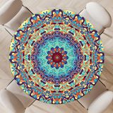 YPHCDO Elastik Boho Yuvarlak İç Mekan Masa Örtüsü Yuvarlak İç Mekan Masa Örtüsü Piknik, Kamp, Mutfak için Su Geçirmez Silinebilir Yuvarlak Masa Örtüsü (Mandala, 91,4 cm - 111,76 cm Çapa Kadar Masaya