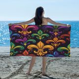 YPPAHHHH Renkli Mardi Gras Fleur De Lis Plaj Havlusu Büyük Boy Hızlı Kuruyan Plaj Battaniyesi Mikrofiber Kumsuz Emici Hafif Banyo Havlusu Havuz Seyahat Yüzme Kamp Kadın Erkek için 30" x 60"