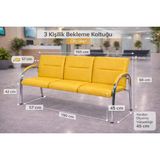 YRN Ofis Ofis Üçlü Bekleme Koltuğu Lobi Bekleme Sandalyesi Misafir Sandalyesi - sarı