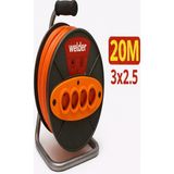 Ys Welder 3 x 2,5 20 Metre Makaralı Seyyar Uzatma Kablosu 4 Prizli ( Dörtlü ) - Gri