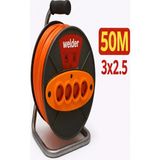 Ys Welder 3 x 2,5 50 Metre Makaralı Seyyar Uzatma Kablosu 4 Prizli ( Dörtlü ) - Gri