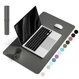 YSAGi Kaymaz Masa Sümeni, Mouse Pad, Su Geçirmez PVC Deri Masa Masa Koruyucu, Ultra İnce Büyük Masa Sümeni, Ofis İşleri/Ev/Dekor için Kolay Temizlenen Dizüstü Bilgisayar Masası Yazma Matı (Koyu Gri, 59,9 cm x 34,8 cm)