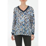 Ysatis Oversize V Yaka Leopar Desenli Uzun Kol Bluz - Günlük Şıklık