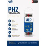 Ysb Mıknatıslı Ph2 Yıldız Bits Uç 25 mm Tayvan Pro S2 Çelik Tornavida ve Vidalama Ucu 10'lu Paket
