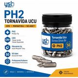 Ysb Mıknatıslı Ph2 Yıldız Bits Uç 50 mm Crv Çelik Tornavida ve Vidalama Ucu 50'li Paket
