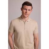 Ysf Erkek Bej Regular Fit Polo Yaka Fermuarlı Triko Tişört - XL