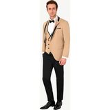 Ysf Erkek Bej Slim Fit Yelekli Şal Yaka Damatlık - 46 / 6 - 6 Drop