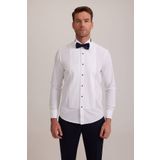 Ysf Erkek Beyaz Ata Yaka Slim Fit Piliseli Gömlek