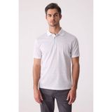 Ysf Erkek Beyaz Regular Fit Polo Yaka Desenli Merserize Tişört - 2XL