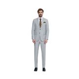 YSF Erkek Gri Bej Regular Fit Ekose Takım Elbise