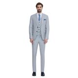 YSF Erkek Gri Sivri Yaka Slim Fit Yelekli Takım Elbise