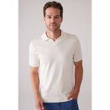 Ysf Erkek Kemik Italyan Stil V Yaka Düğmesiz Polo Tişört - 2XL