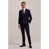 Ysf Erkek Koyu Lacivert Slim Fit %100 Yün Takım Elbise - 4 Drop - 46 / 8