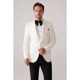 Ysf Erkek Krem Slim Fit Sabit Şal Yaka Damatlık - 60 / 6