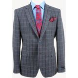 Ysf Erkek Lacivert Bordo Klasik %100 Yünlü Ekose Ceket - Lacivert - Bordo - 60 / 6 - 4 Drop