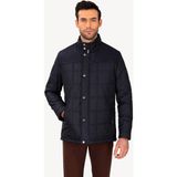 Ysf Erkek Lacivert Kareli Klasik Kaban - 3XL