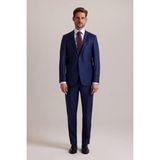 Ysf Erkek Lacivert Regular Fit Çift Yırtmaç Kareli Takım Elbise - 4 Drop - 62