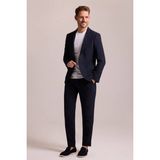 Ysf Erkek Lacivert Regular Fit Mono Yaka Beli Lastikli Desenli Takım Elbise - 6 Drop - 46 / 6