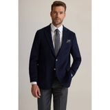 Ysf Erkek Lacivert Regular Fit Mono Yaka Puntolu Yün-Kaşmir Karışımlı Blazer Ceket - 64 / 4