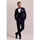 Ysf Erkek Lacivert Slim Fit Likralı Sivri Yaka Yelekli Damatlık - 58 / 6