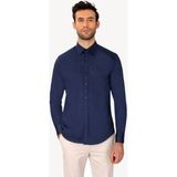 Ysf Erkek Lacivert Uzun Kol Slim Fit Saten Gömlek