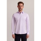 Ysf Erkek Lila Düz Slim Fit Uzun Kol Saten Gömlek - 2XL