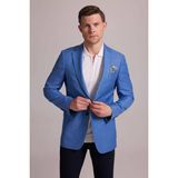 Ysf Erkek Mavi Regular Fit Çift Yırtmaç Keten Spor Ceket - 4 Drop - 54 / 4