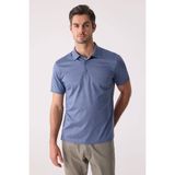 Ysf Erkek Mavi Regular Fit Desenli Merserize Polo Yaka Tişört - XL
