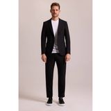 Ysf Erkek Siyah Regular Fit Beli Lastikli Mono Yaka Takım Elbise - 46 / 6 - 6 Drop