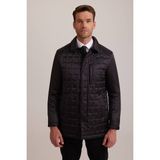 Ysf Erkek Siyah Regular Fit Kare Desenli Yakalı Kaban - 64