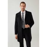 Ysf Erkek Siyah Regular Fit Mono Yaka Kaşmir Palto - 50