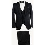 Ysf Erkek Siyah Slim Fit Kırlangıç Yaka Yelekli Damatlık - 44 / 6 - 6 Drop
