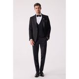 Ysf Erkek Siyah Slim Fit Şal Yaka Damatlık - 50