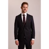 Ysf Erkek Siyah Slim Fit Yünlü Likralı Mono Yaka Takım Elbise - 52 / 6 - 6 Drop