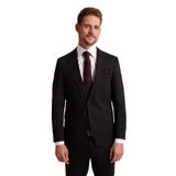 YSF Erkek Siyah Slim Fit Yünlü Likralı Mono Yaka Takım Elbise