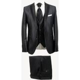 Ysf Erkek Siyah Yelekli Şal Yaka Slim Fit Damatlık - 6 Drop - 56 / 6