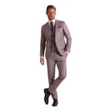 YSF Erkek Turuncu Slim Fit Sivri Yaka Yelekli Yün Takım Elbise
