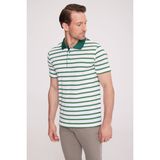 Ysf Erkek Yeşil Polo Yaka Çizgili T-Shirt - 3XL