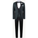 Ysf Erkek Yeşil Yelekli Şal Yaka Slim Fit Damatlık - 44 / 6 - Koyu Yeşil - 6 Drop