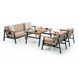 Ysf Woods Belize Cappuccino Bahçe Mobilyasi İroko Ağaç Masa Alüminyum İskelet Krem