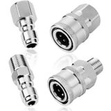 Ysglory 2 Takım NPT 1/4 İnç Basınçlı Yıkama Bağlayıcı Hızlı Bağlantı Fişi Paslanmaz Çelik Erkek ve Dişi Hızlı Bağlantı Parçaları Basınçlı Yıkama Adaptör Seti (İç Dişli, Dış Dişli)
