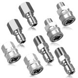 Ysglory 4 Takım NPT 3/8 İnç Basınçlı Yıkama Bağlayıcı Hızlı Bağlantı Fişi Paslanmaz Çelik Erkek ve Dişi Hızlı Bağlantı Parçaları Basınçlı Yıkama Adaptör Seti (İç Dişli, Dış Dişli)