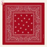 Yshine %100 Pamuk Paisley Desenli 50X50 cm Kadın Bandana Saç ve Boyun Aksesuarı - 50 x 50 cm - Kırmızı - Koyu Kırmızı