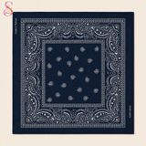 Yshine %100 Pamuk Paisley Desenli 50X50 cm Kadın Bandana Saç ve Boyun Aksesuarı - Lacivert - 50 x 50 cm