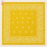 Yshine %100 Pamuk Paisley Desenli 50X50 cm Kadın Bandana Saç ve Boyun Aksesuarı - Sarı Limon - 50 x 50 cm