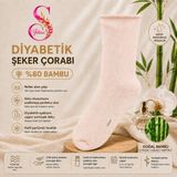 Yshine Bambu Diyabetik Şeker Çorabı Ince Esnek Ağızlı Hafif Parfümlü Unisex Soket Çorap 3’lü Avantaj Paketi - 41 - 45 - Bej - Pudra